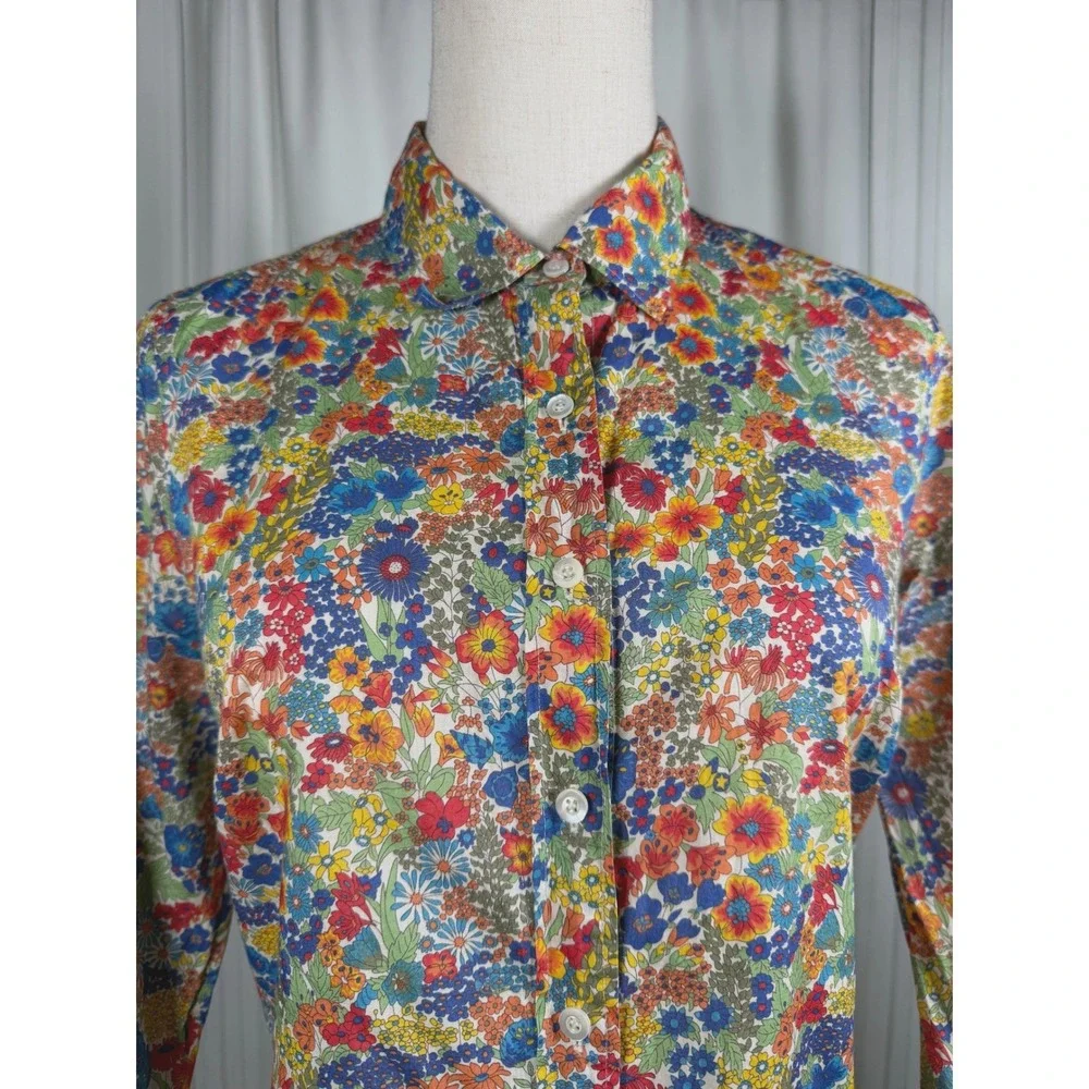 J.Crew Liberty Art Fabrics Floral Button Down Shirt Margaret Annie Print 4 Faded